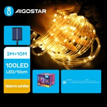 Aigostar - LED Napelemes karácsonyi lánc 100xLED/8 funkció 12m IP65 meleg fehér