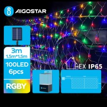 Aigostar - LED Napelemes karácsonyi lánc 100xLED/8 funkció 4,5x1,5m IP65 többszínű