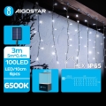 Aigostar - LED Napelemes karácsonyi lánc 100xLED/8 funkció 8x0,4m IP65 hideg fehér