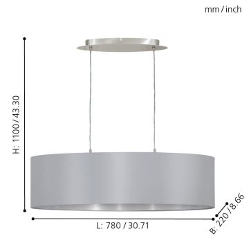 Eglo 31612 - Csillár kötélen MASERLO 2xE27/60W/230V