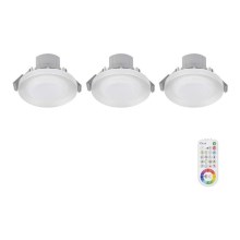 KÉSZLET 3x LED RGB Dimmelhető fürdőszobai fügesztett mennyezeti lámpa ARGON LED/7,3W/230V IP44 + távirányítás