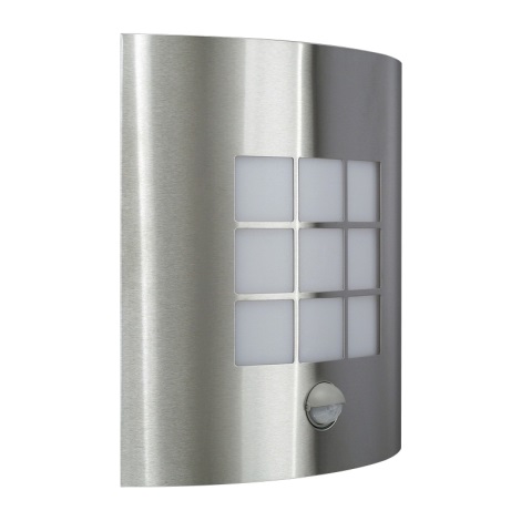 Kültéri fali lámpa érzékelővel INOX 1xE27/60W/230V - 17015/47/CA
