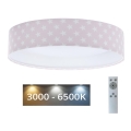 LED Dimmelhető mennyezeti lámpa SMART GALAXY KIDS LED/24W/230V 3000-6500K  csillagok rózsaszín/fehér + távirányító