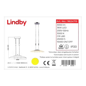 Lindby - LED dimmelhető csillár zsinóron AMIDALA LED/36W/230V