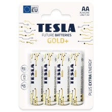 Tesla Batteries - 4 db Alkáli elem AA GOLD+ 1,5V