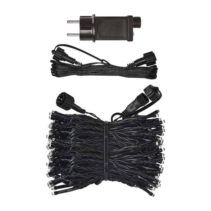 100 LED-es kültéri fényfüzér, 15 m, IP44, hideg fehér