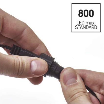 100 LED-es kültéri fényfüzér, 15 m, IP44, hideg fehér