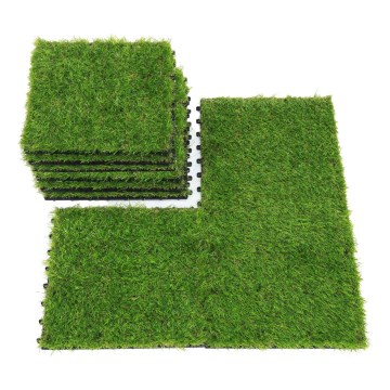 11 darabos szett: zöld műfű csempék, 30×30 cm, 20 mm szálmagasság