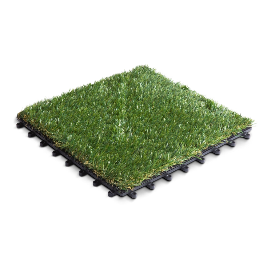 11 darabos szett: zöld műfű csempék, 30×30 cm, 20 mm szálmagasság