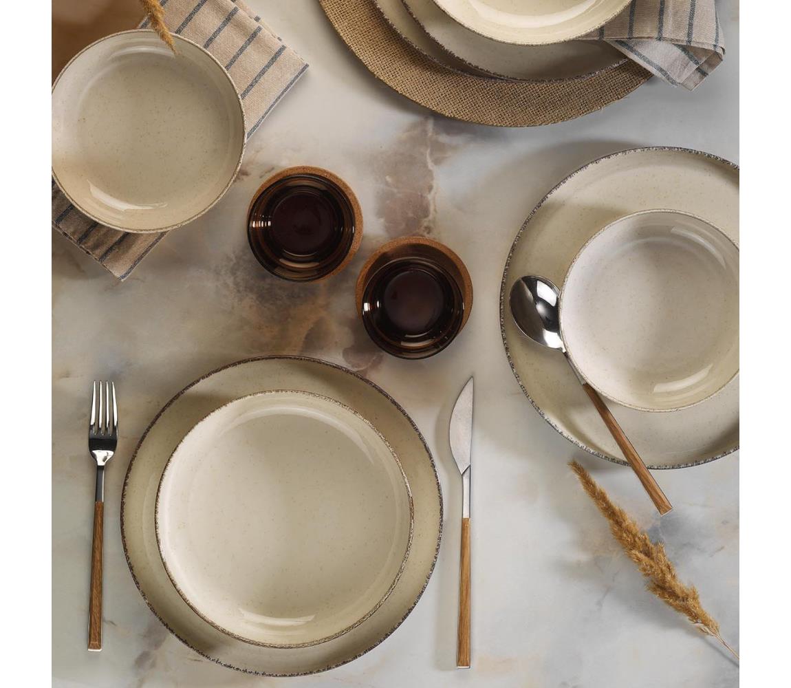 12 darabos étkészlet, bézs/porcelán 710KTP3406