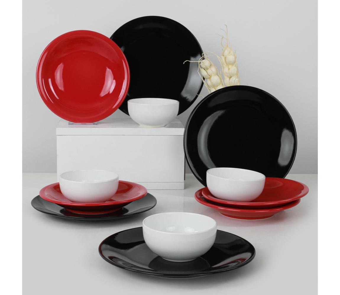 12 darabos színes kőkerámia étkészlet 275KRM1571