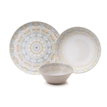 12 darabos színes porcelán étkészlet