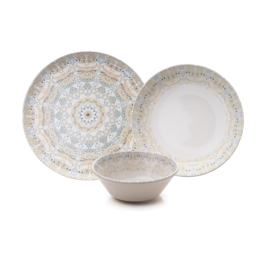 12 darabos színes porcelán étkészlet