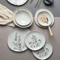 12 db porcelán étkészlet fehér/lila