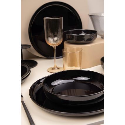 12 részes fekete porcelán étkészlet