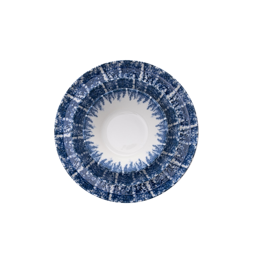 12 részes porcelán étkészlet, fehér/kék