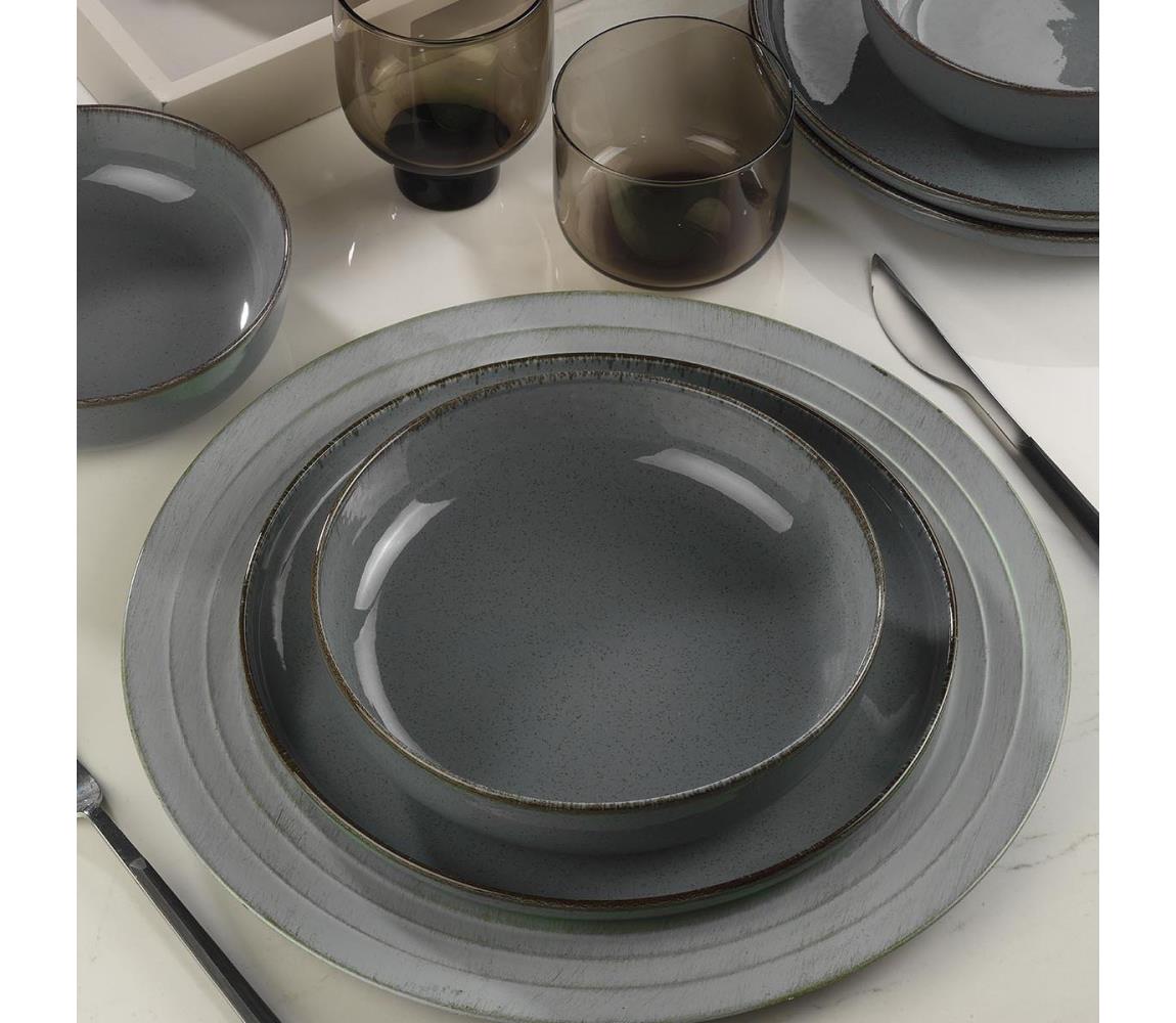 12 részes porcelán étkészlet, szürke 710KTP3405