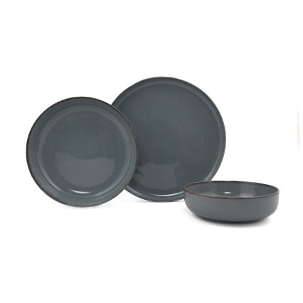 12 részes porcelán étkészlet, szürke