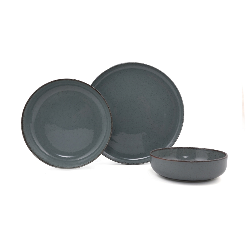 12 részes porcelán étkészlet, szürke