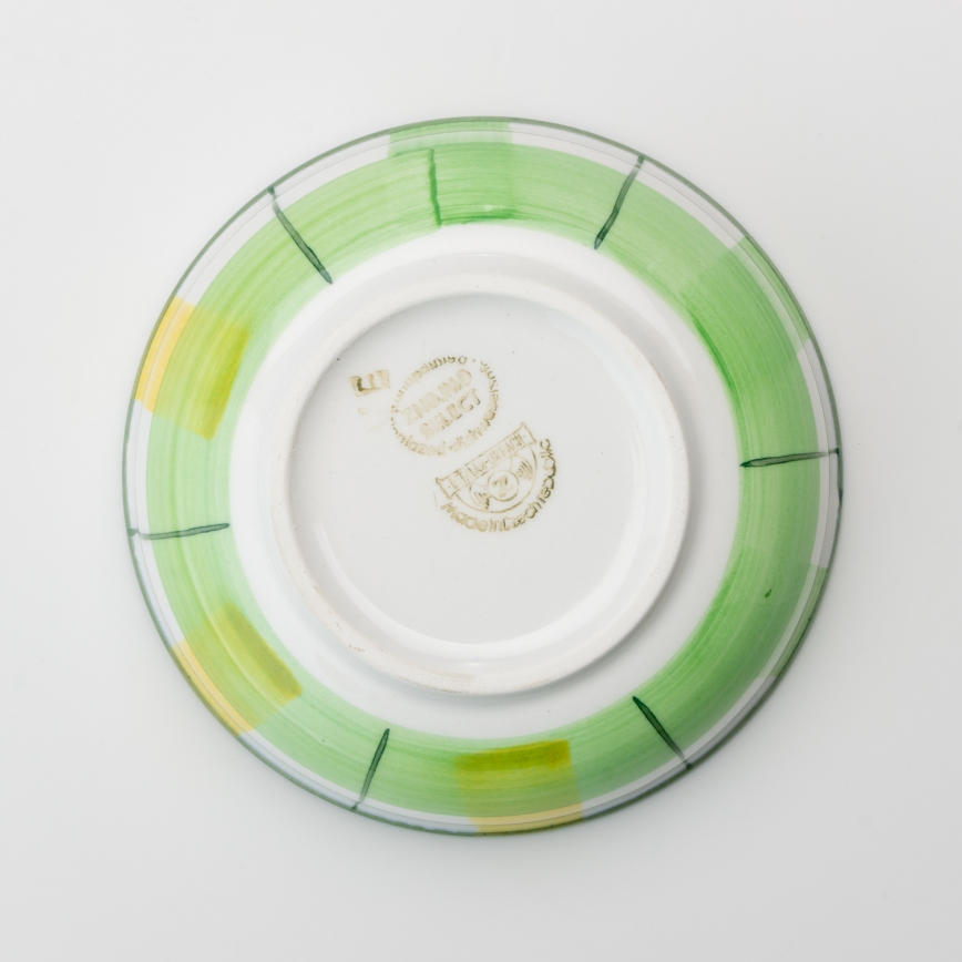 Kerámia kompótos tál 13 cm zöld-fehér