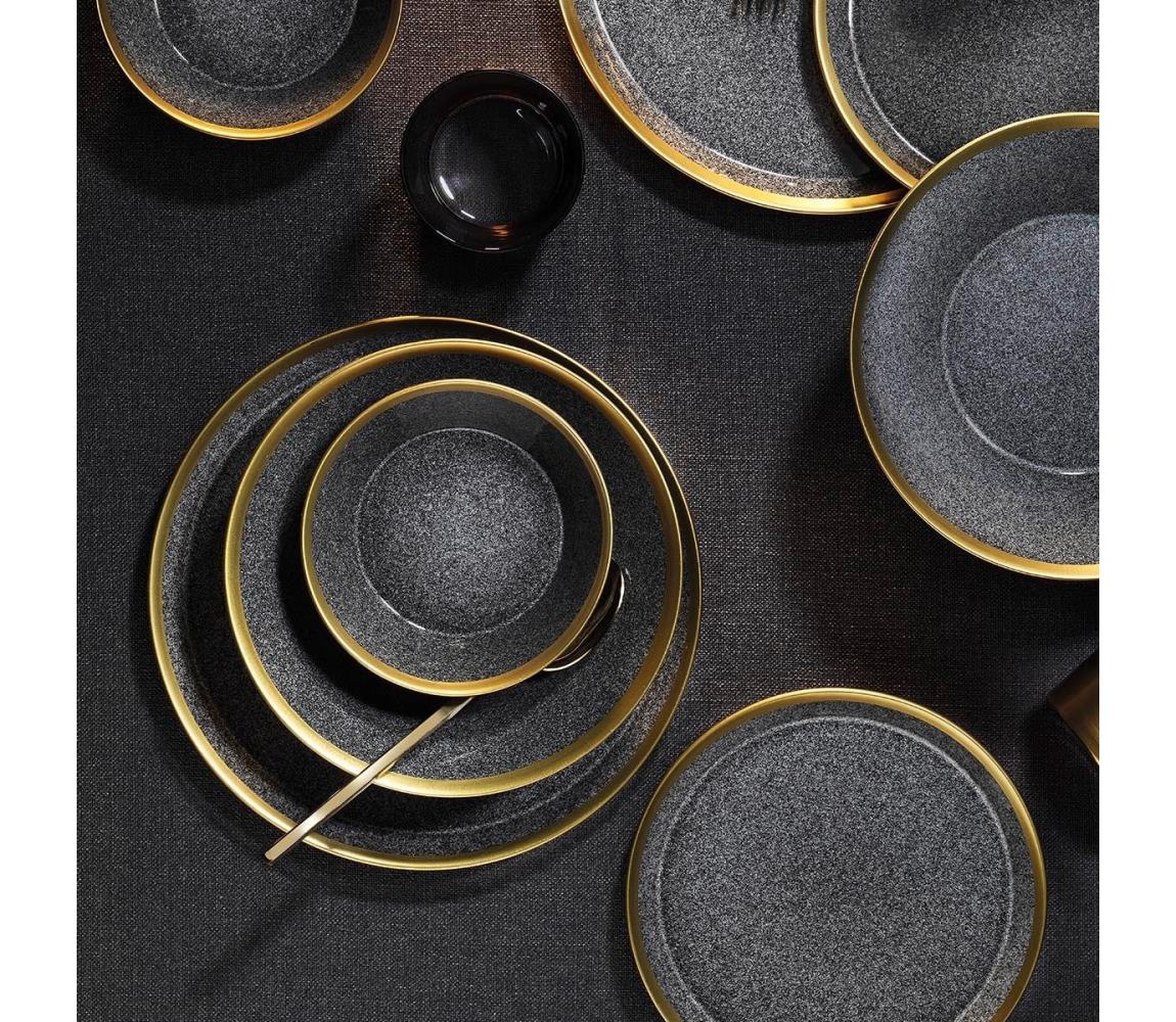 16 darabos étkészlet antracit/arany/porcelán 719KTP9738