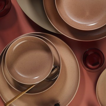 16 darabos étkészlet barna/bézs/porcelán