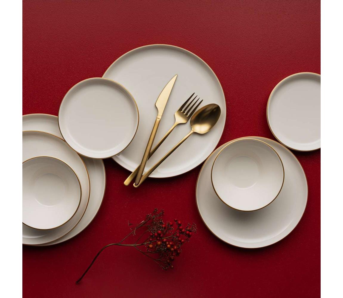 16 darabos étkészlet bézs/arany/porcelán 387GRP1383