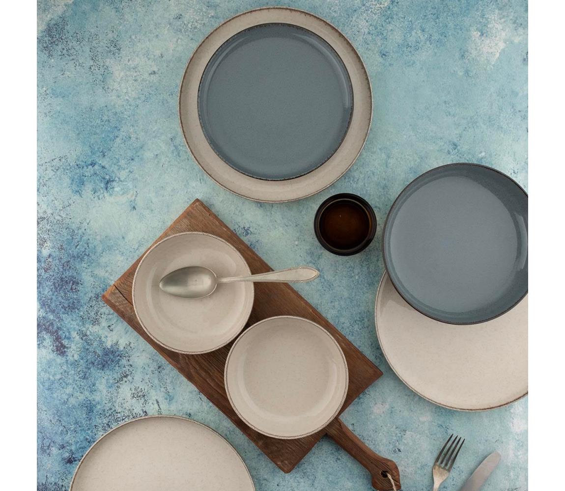 16 darabos étkészlet bézs/kék/porcelán 710KTP3683