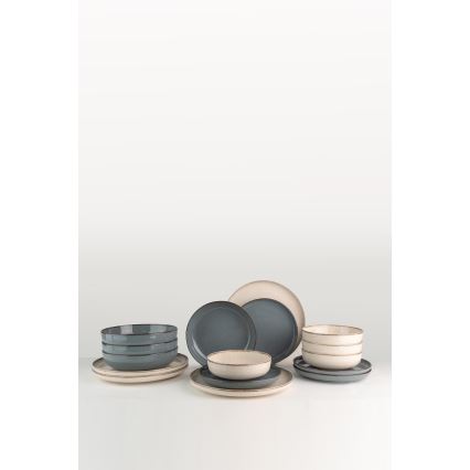 16 darabos étkészlet bézs/kék/porcelán