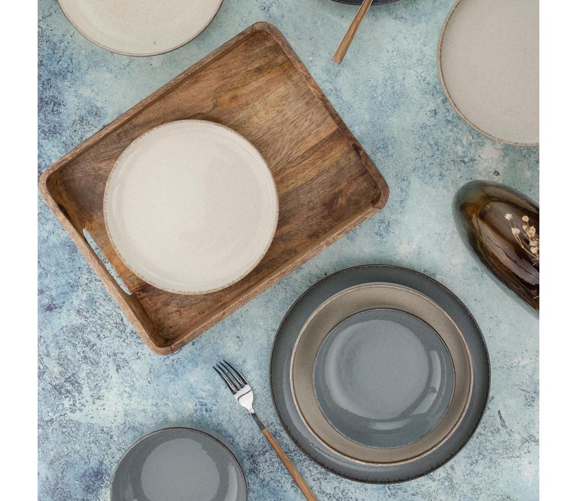 16 darabos étkészlet szürke/bézs/porcelán 710KTP3652