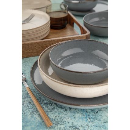 16 darabos étkészlet szürke/bézs/porcelán