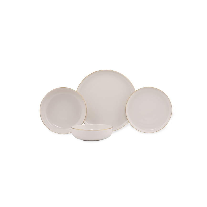 16 darabos fehér/arany porcelán étkészlet