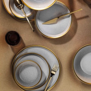 16 darabos szürke/arany porcelán étkészlet