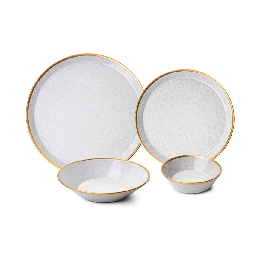 16 darabos szürke/arany porcelán étkészlet