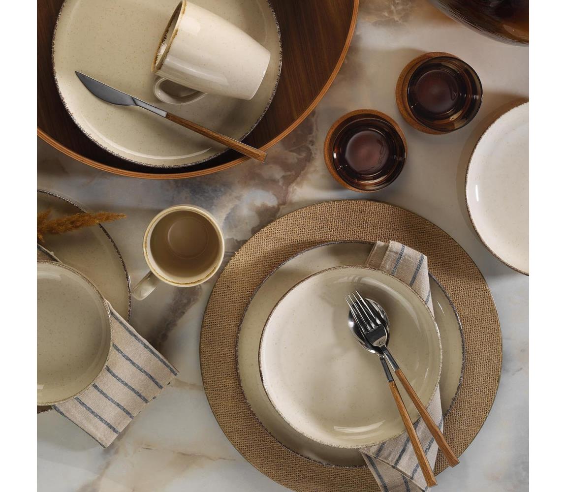 16 részes bézs/porcelán étkészlet 710KTP3408