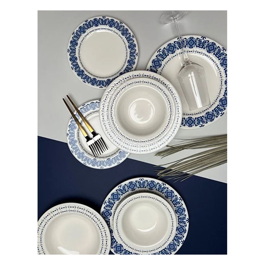 16 részes kék-fehér porcelán étkészlet