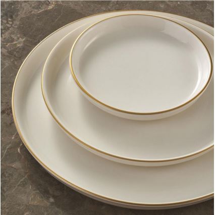 16 részes porcelán étkészlet, bézs/arany
