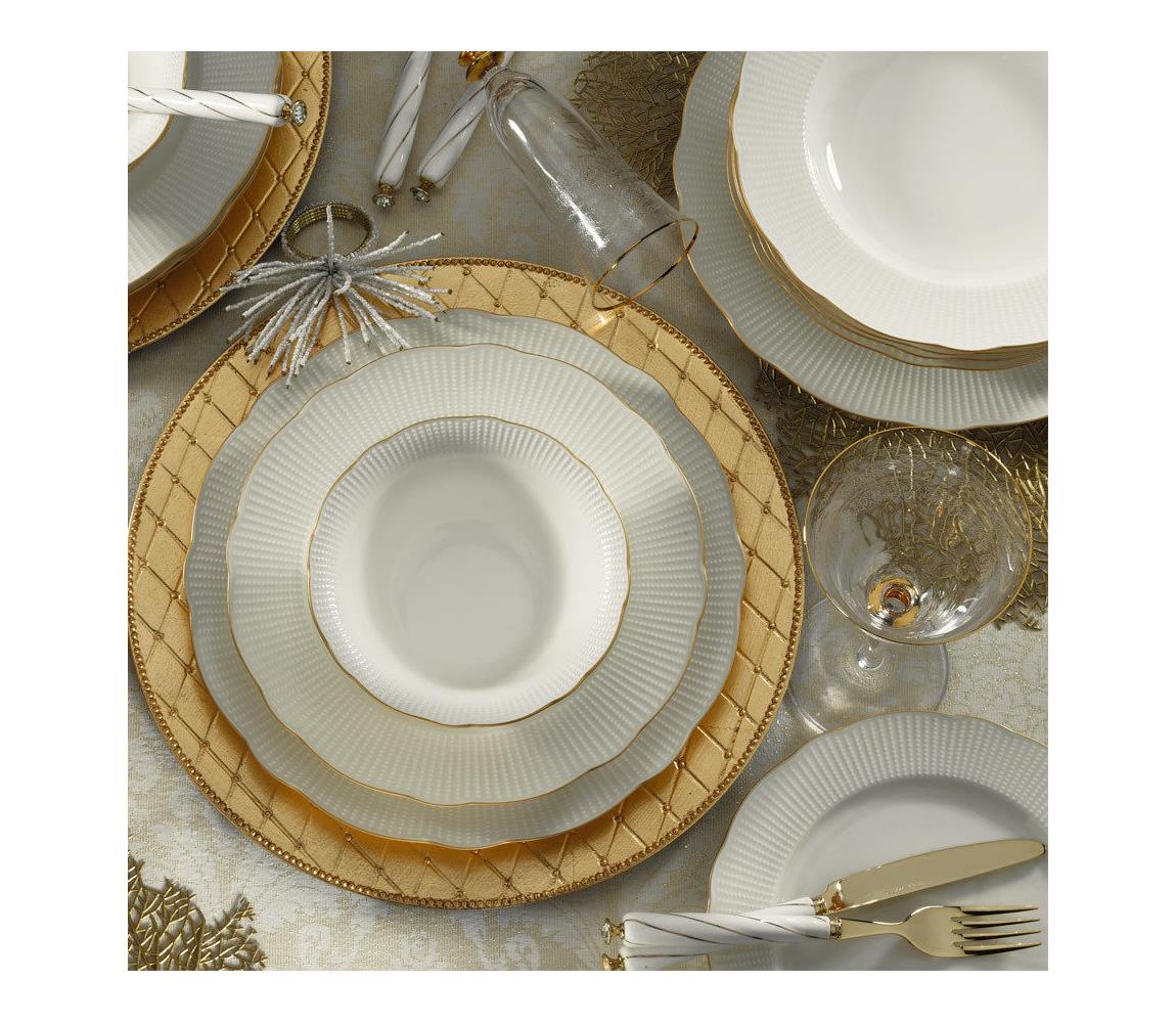 18 darabos étkészlet fehér/arany/porcelán 710KTP3376