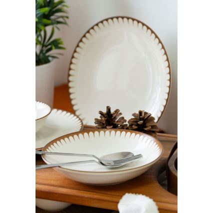 18 darabos étkészlet fehér/barna/porcelán