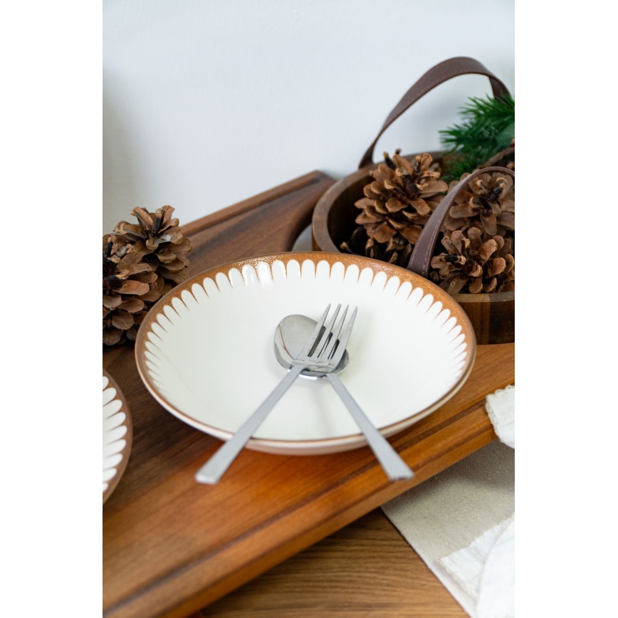 18 darabos étkészlet fehér/barna/porcelán