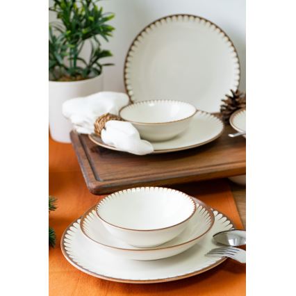 18 darabos étkészlet fehér/barna/porcelán