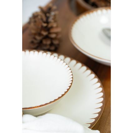 18 darabos étkészlet fehér/barna/porcelán
