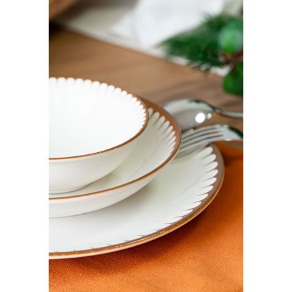 18 darabos étkészlet fehér/barna/porcelán