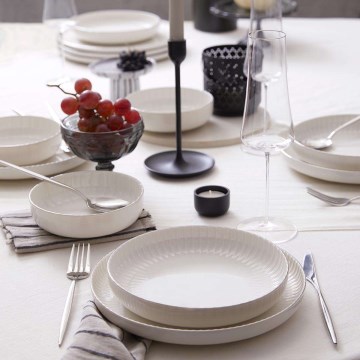 18 darabos étkészlet fehér/ezüst/porcelán