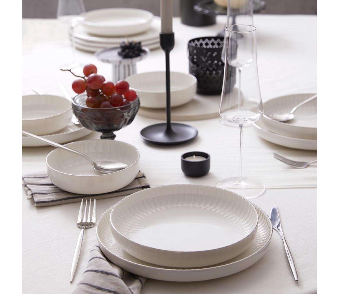 18 darabos étkészlet fehér/ezüst/porcelán 710KTP4533