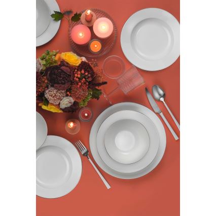 18 darabos étkészlet fehér/ezüst/porcelán