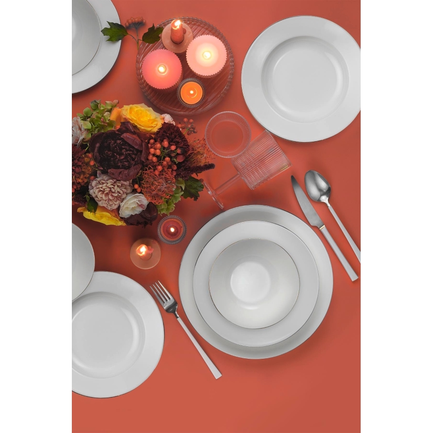 18 darabos étkészlet fehér/ezüst/porcelán