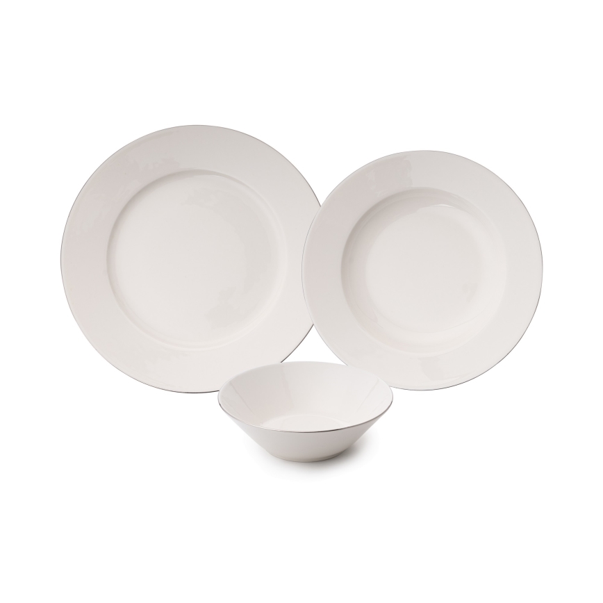 18 darabos étkészlet fehér/ezüst/porcelán