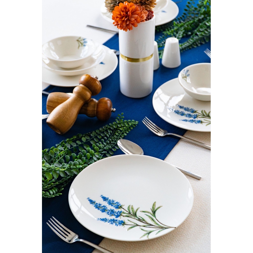 18 darabos étkészlet fehér/kék/zöld/porcelán