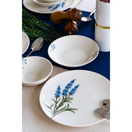 18 darabos étkészlet fehér/kék/zöld/porcelán